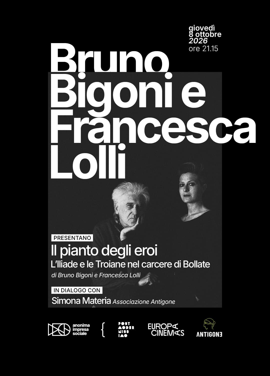 Bruno Bigoni e Francesca Lolli presentano Il pianto degli eroi